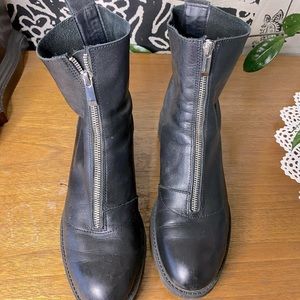 Zara leather zip up boots